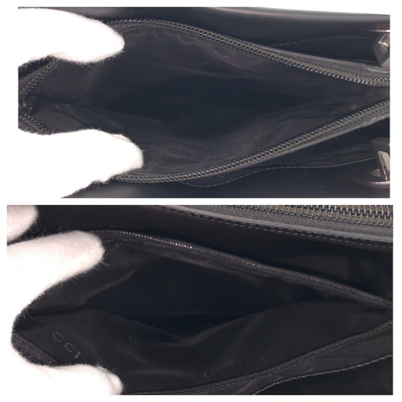 Gucci Bamboo Black Silver Leather 002 Tote