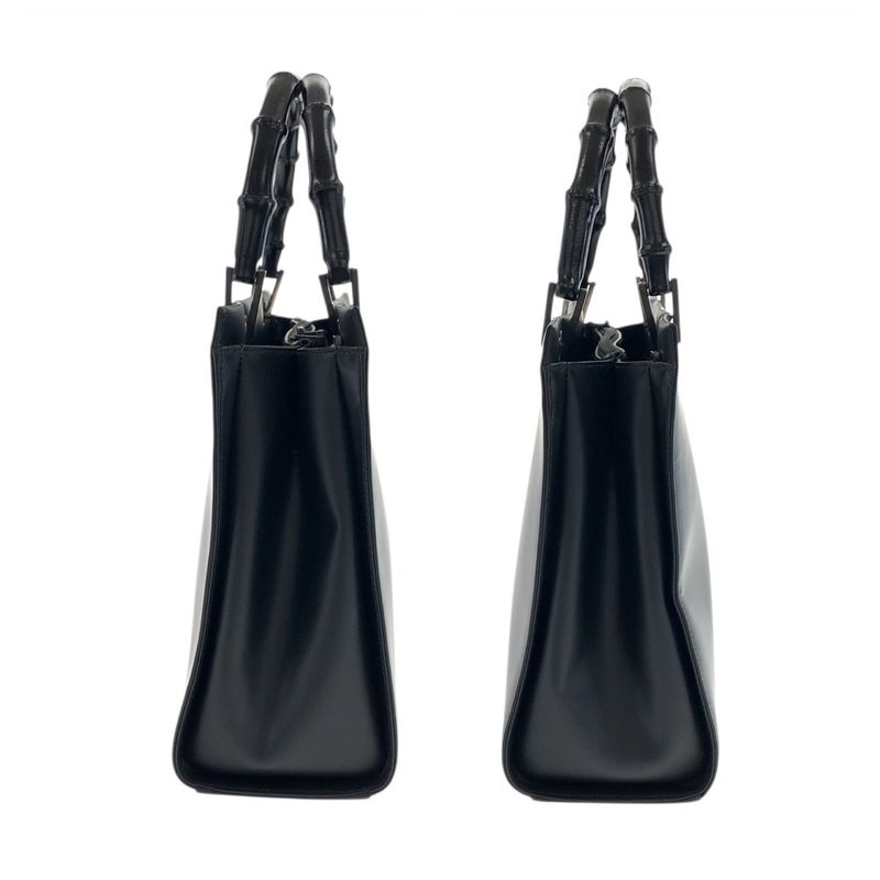 Gucci Bamboo Black Silver Leather 002 Tote