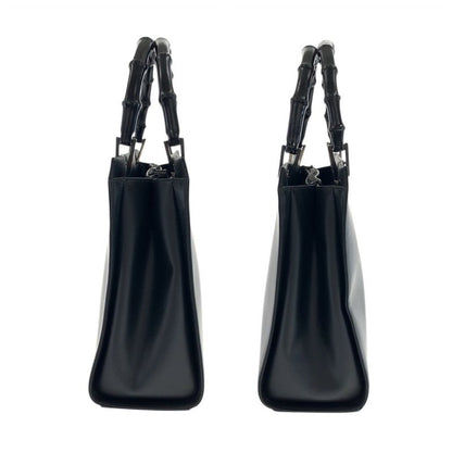 Gucci Bamboo Black Silver Leather 002 Tote