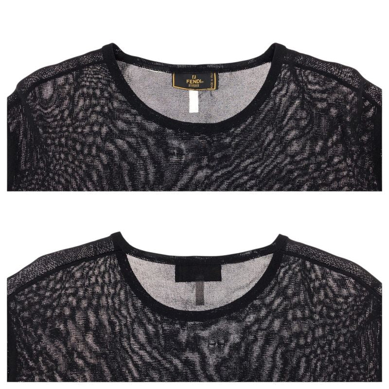 Fendi Thistle 42 Black Gold Polyester Long Sleeve T-