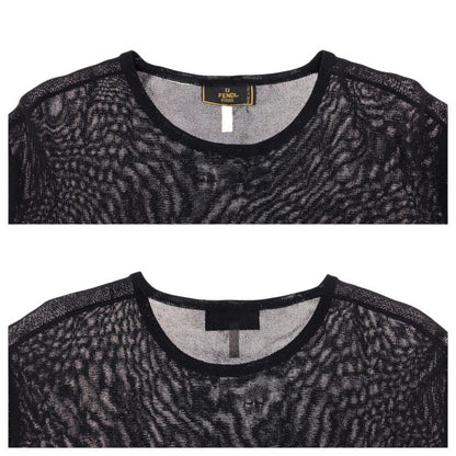 Fendi Thistle 42 Black Gold Polyester Long Sleeve T-