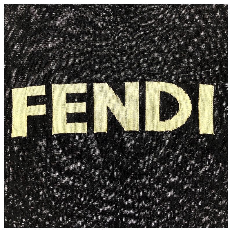 Fendi Thistle 42 Black Gold Polyester Long Sleeve T-