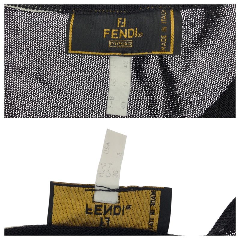 Fendi Thistle 42 Black Gold Polyester Long Sleeve T-