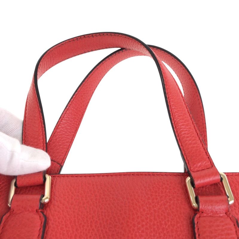 Gucci Bamboo Tassel Red Gold Leather Tote Shoulder Bag 2-Way