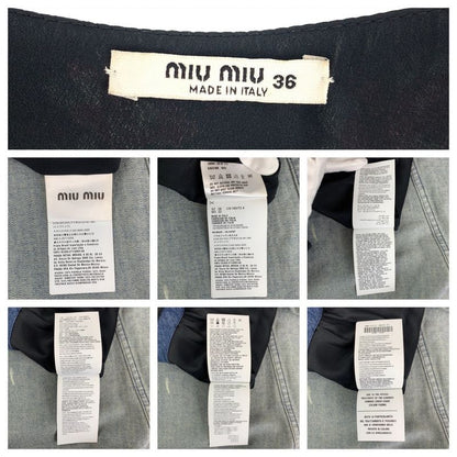 Miu Miu Floral Line Stone 36 Black Cotton Denim Dress