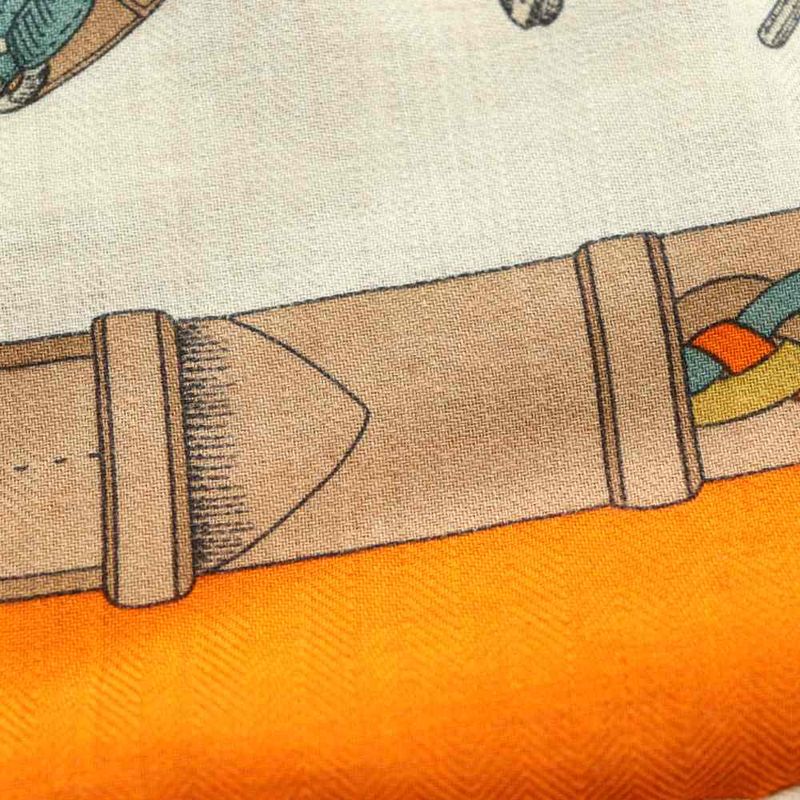Hermes les Chevaux Dechaines 140 Carre Scarf Large Cashmere Silk Blend All Over