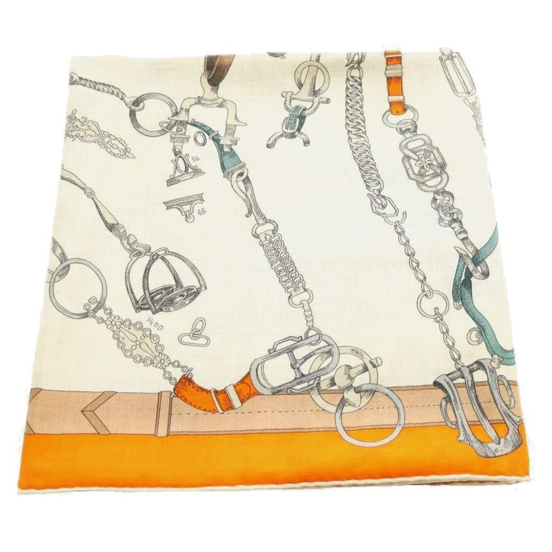 Hermes les Chevaux Dechaines 140 Carre Scarf Large Cashmere Silk Blend All Over
