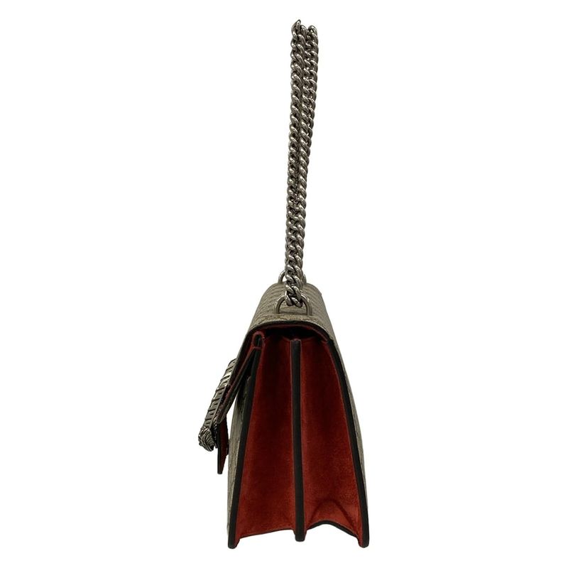 Gucci Shoulder Bag Dionysus Beige Ebony Red Chain
