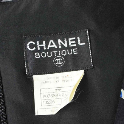 Chanel Boutique Dress Short Sleeve Knee Length Silk Neck Floral Pattern 38