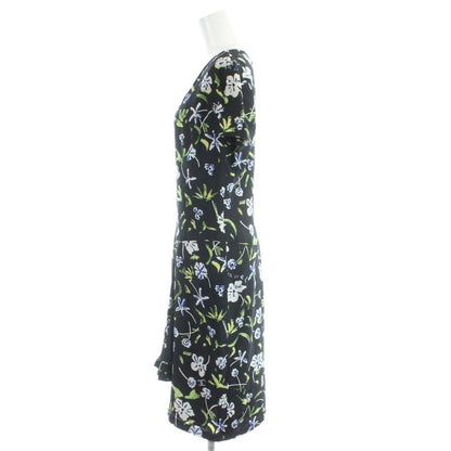 Chanel Boutique Dress Short Sleeve Knee Length Silk Neck Floral Pattern 38