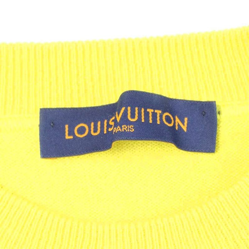 Louis Vuitton Inside Out Cashmere Crew Neck Knit Sweater Silk S Yellow Jze MW