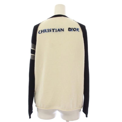 Dior Knit Sweater Cashmere White Black Long Sleeve Raglan All Pattern Letter YM