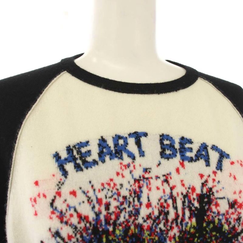 Dior Knit Sweater Cashmere White Black Long Sleeve Raglan All Pattern Letter YM