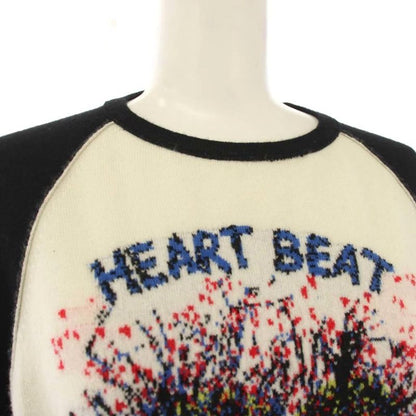 Dior Knit Sweater Cashmere White Black Long Sleeve Raglan All Pattern Letter YM