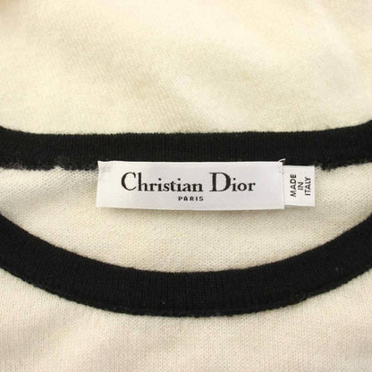 Dior Knit Sweater Cashmere White Black Long Sleeve Raglan All Pattern Letter YM