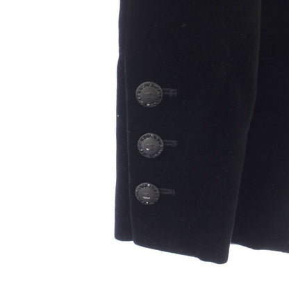 Chanel Pants Cropped Velour CC Logo Button 34 Black YM
