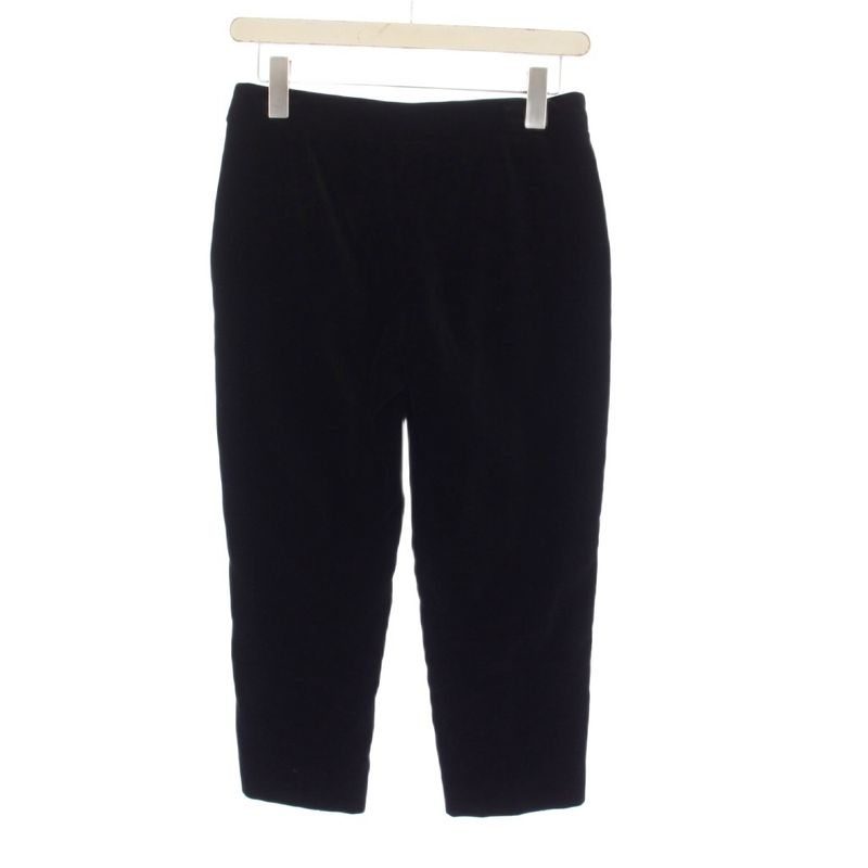 Chanel Pants Cropped Velour CC Logo Button 34 Black YM