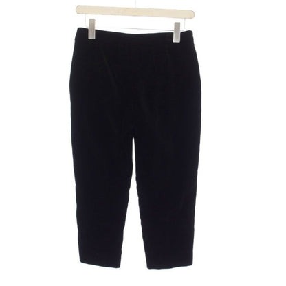 Chanel Pants Cropped Velour CC Logo Button 34 Black YM