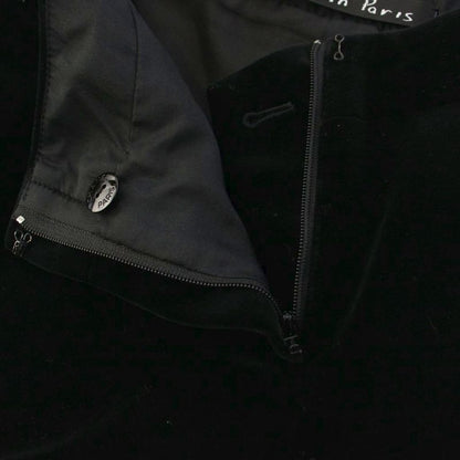 Chanel Pants Cropped Velour CC Logo Button 34 Black YM