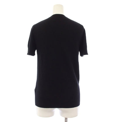 Hermes Knit Sweater Cashmere Short Sleeve 34 Black Round Neck YM