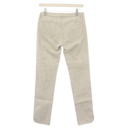 Chanel Denim Pants Jeans CC Logo 36 Light Gray White Slim YM