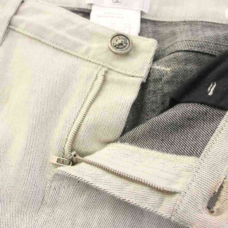 Chanel Denim Pants Jeans CC Logo 36 Light Gray White Slim YM