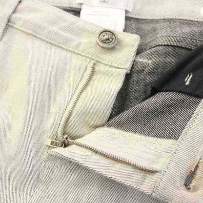 Chanel Denim Pants Jeans CC Logo 36 Light Gray White Slim YM