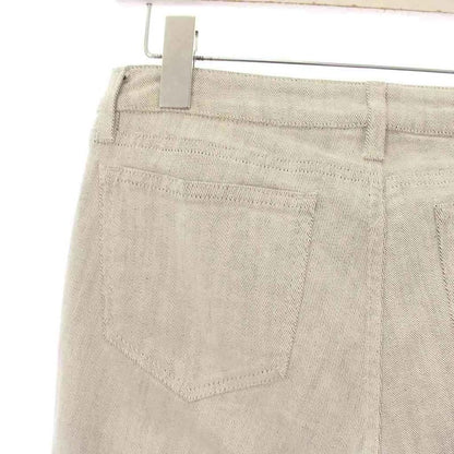 Chanel Denim Pants Jeans CC Logo 36 Light Gray White Slim YM