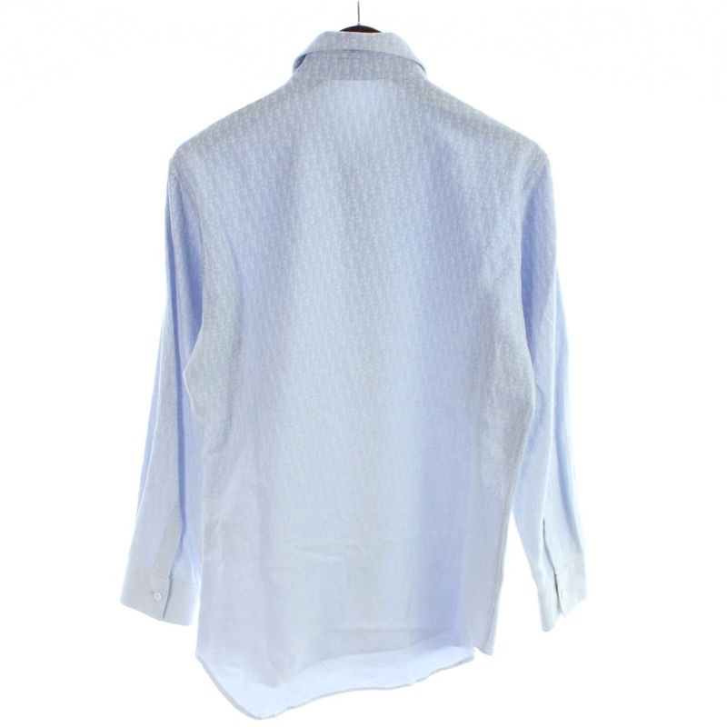 Dior Shirt Blue Gradient Long Sleeve Button Trotter Pattern All Over 39 MW