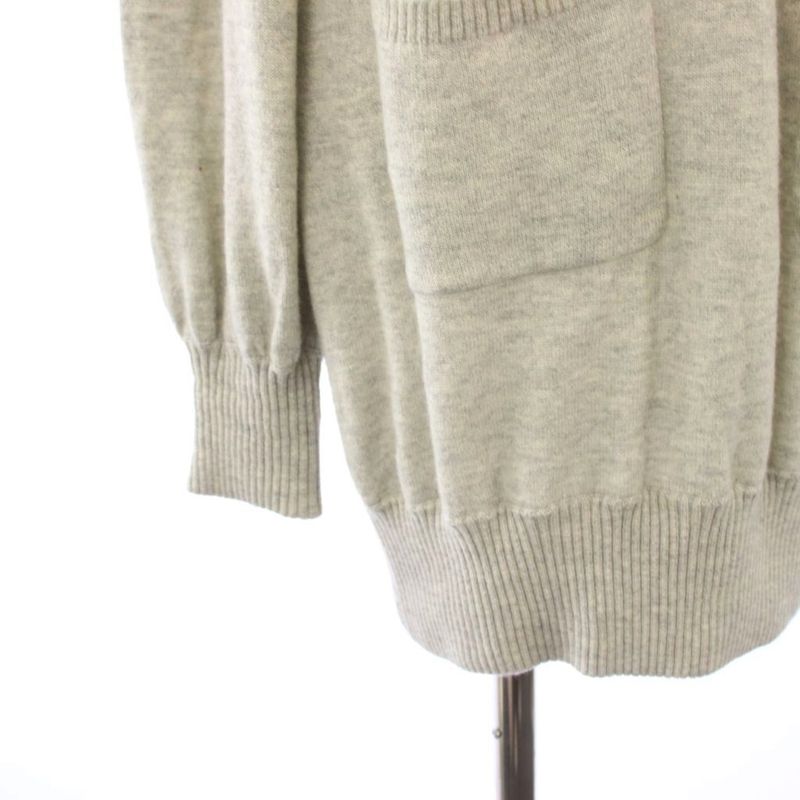 Chanel Knit Dress Knee Length Long Sleeve Cashmere Blend CC Logo 36 Gray YM