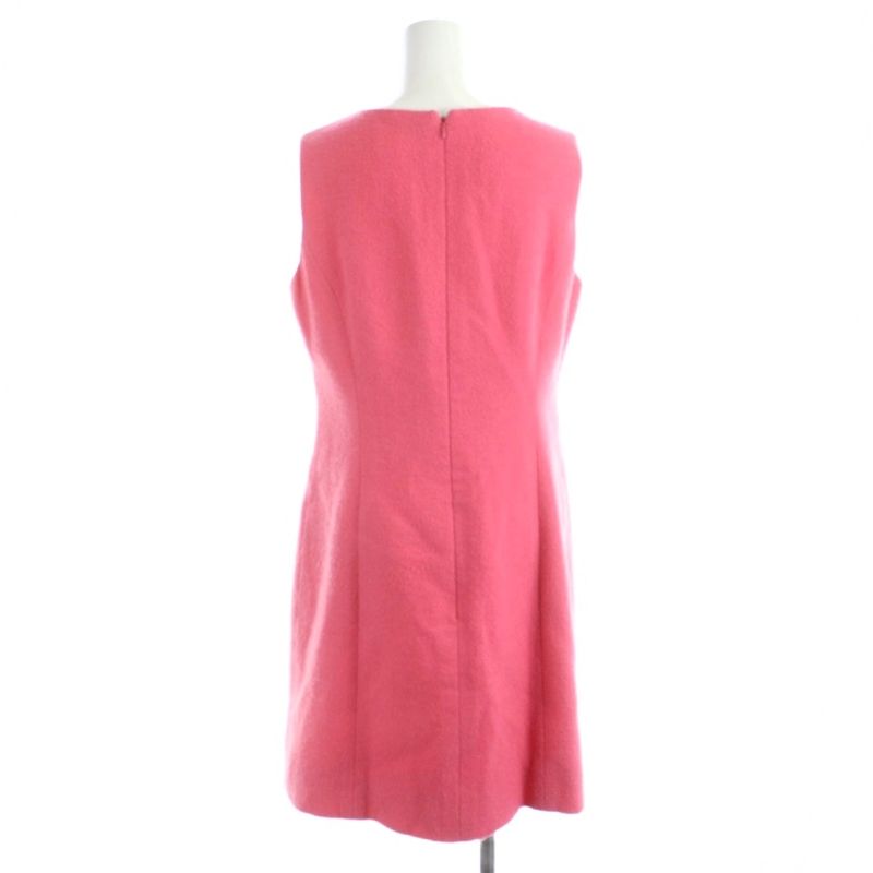 Chanel Vintage Sleeveless Dress Knee Length Tweed CC Logo Button Wool Pink MW