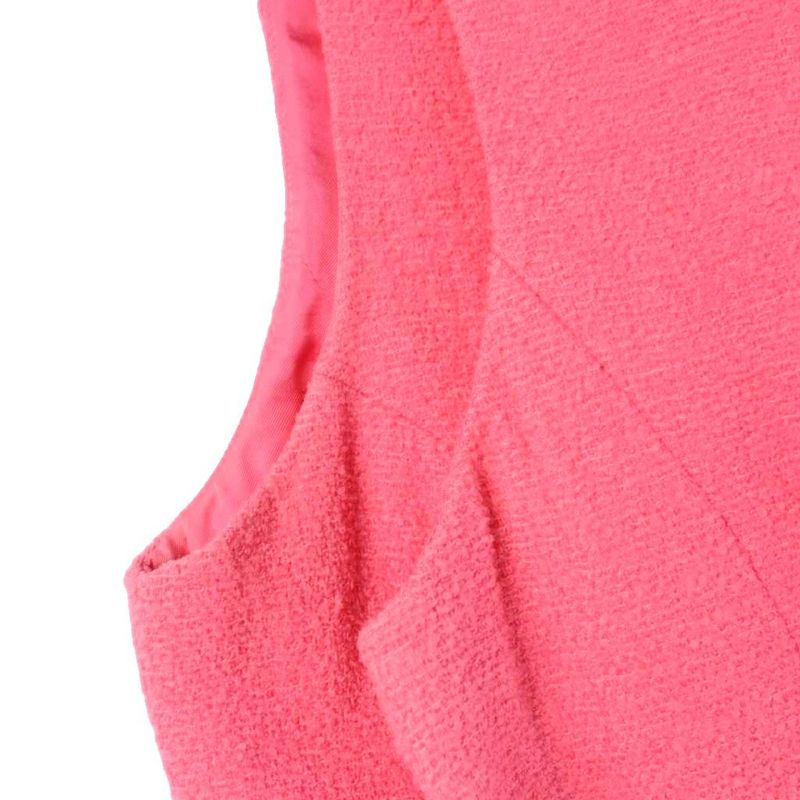 Chanel Vintage Sleeveless Dress Knee Length Tweed CC Logo Button Wool Pink MW