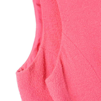 Chanel Vintage Sleeveless Dress Knee Length Tweed CC Logo Button Wool Pink MW