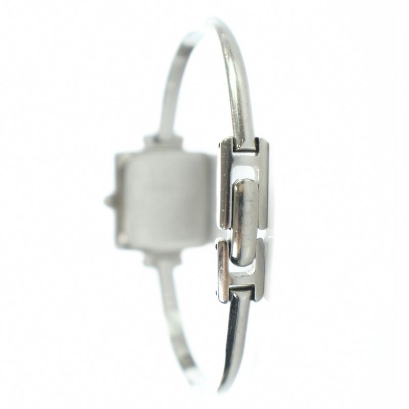 Gucci L Watch Quartz Bangle Black Dial Silver