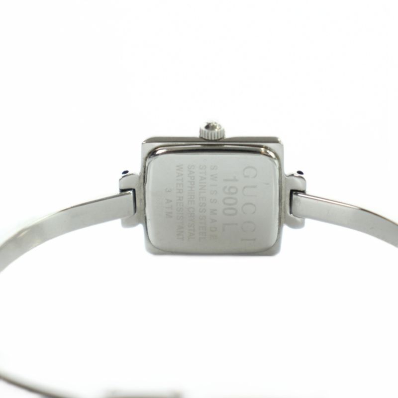Gucci L Watch Quartz Bangle Black Dial Silver