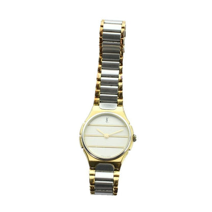 Saint Laurent Yves Watch Quartz Logo Silver Color Gold