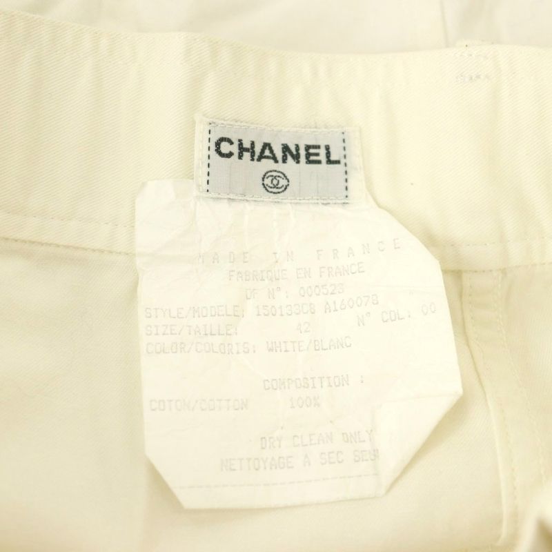 Chanel Tight Skirt Knee Length CC Logo 42 White SS OH Stained