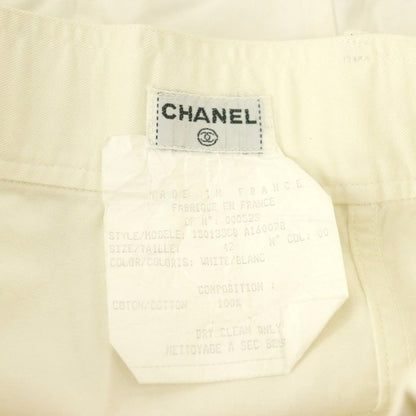 Chanel Tight Skirt Knee Length CC Logo 42 White SS OH Stained