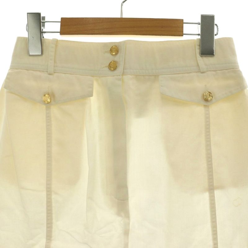 Chanel Tight Skirt Knee Length CC Logo 42 White SS OH Stained