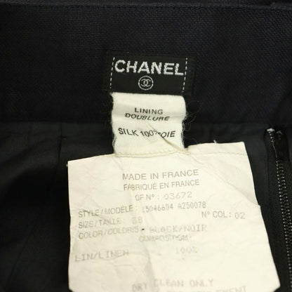 Chanel Tight Skirt Knee Length Silk 38 Black SS