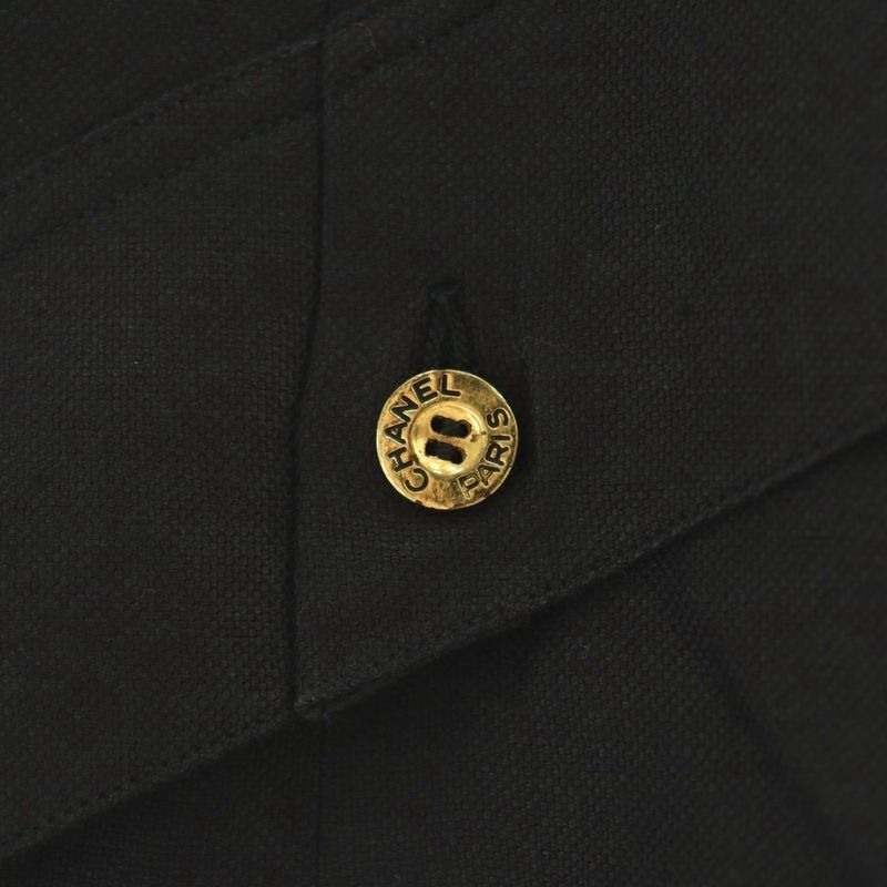 Chanel Tight Skirt Knee Length Silk 38 Black SS