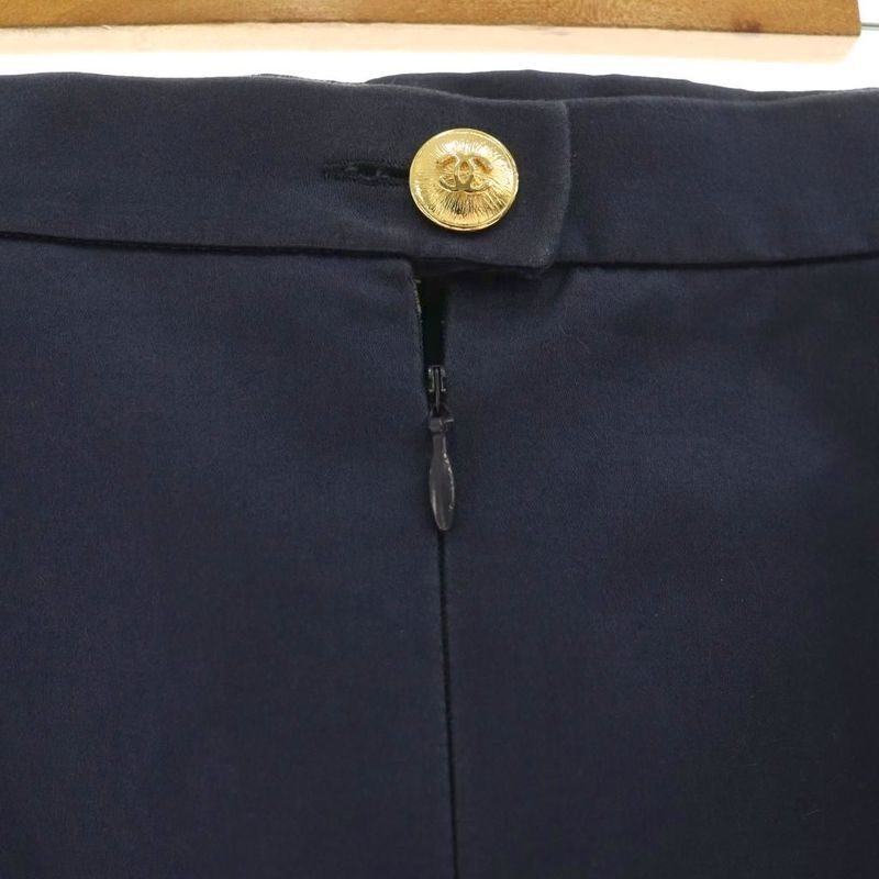 Chanel Tight Skirt Knee Length CC Logo 38 Navy SS