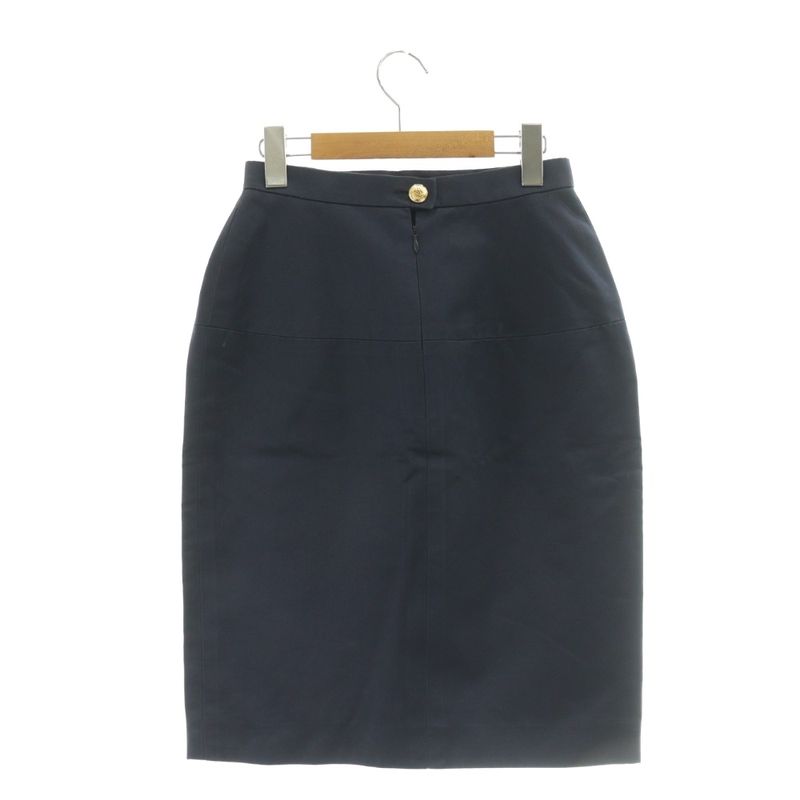 Chanel Tight Skirt Knee Length CC Logo 38 Navy SS