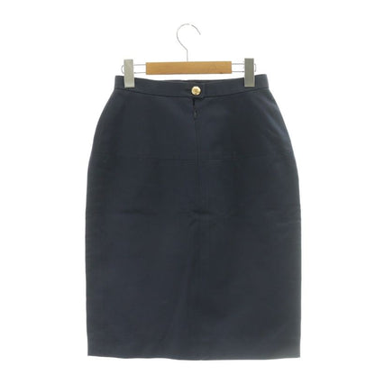 Chanel Tight Skirt Knee Length CC Logo 38 Navy SS