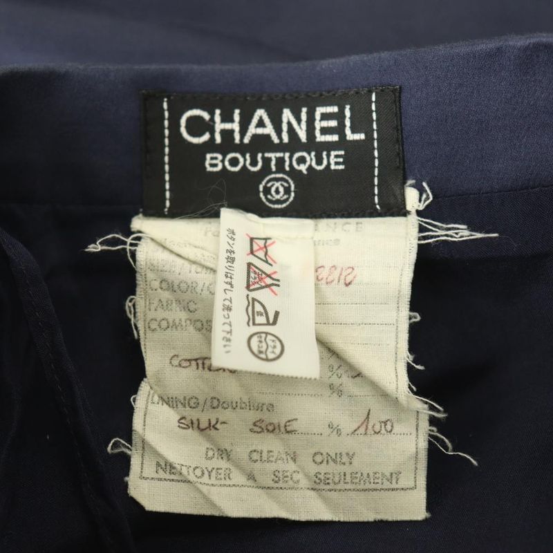 Chanel Tight Skirt Knee Length CC Logo 38 Navy SS