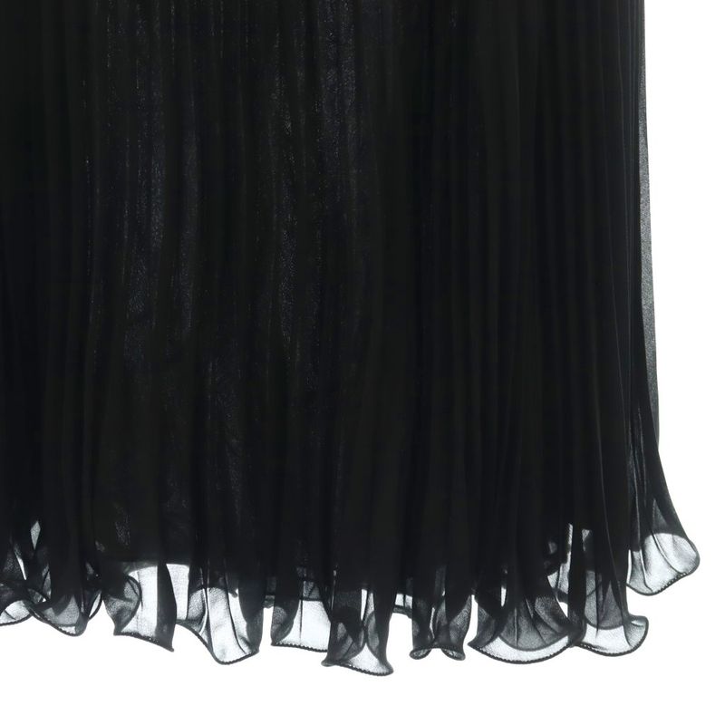 Max Mara White Tag Pleated Skirt Knee Length Chiffon 38 Black SS