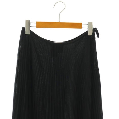 Max Mara White Tag Pleated Skirt Knee Length Chiffon 38 Black SS