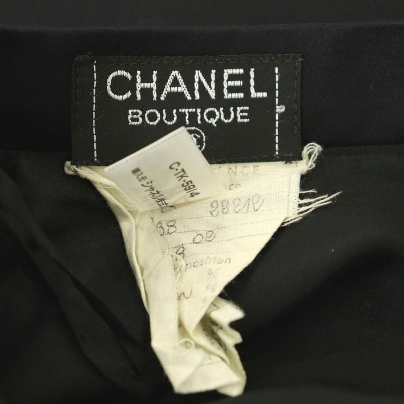 Chanel Tight Skirt Knee Length CC Logo 38 Black SS