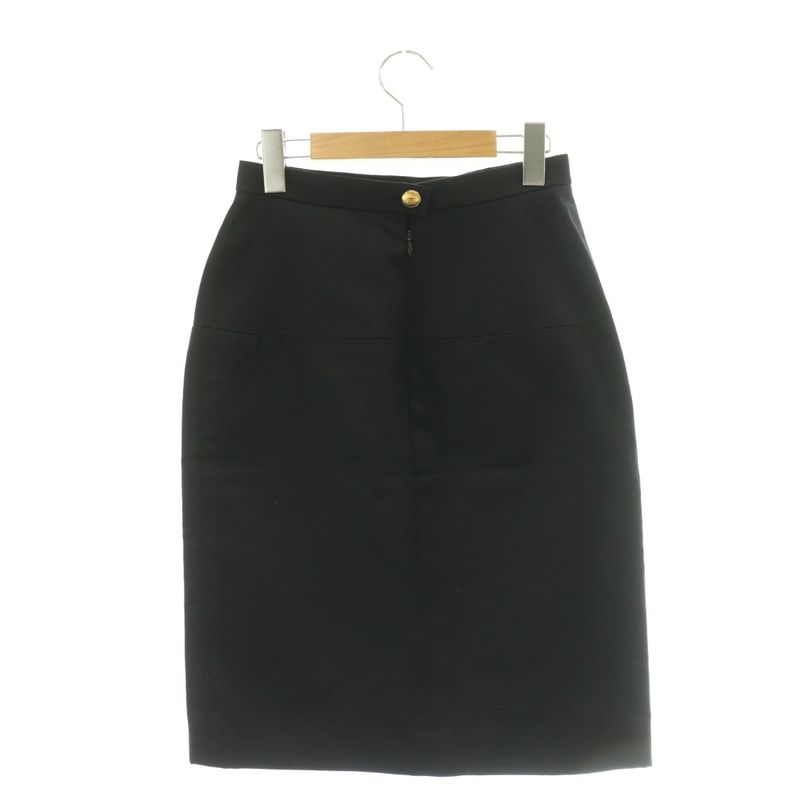 Chanel Tight Skirt Knee Length CC Logo 38 Black SS