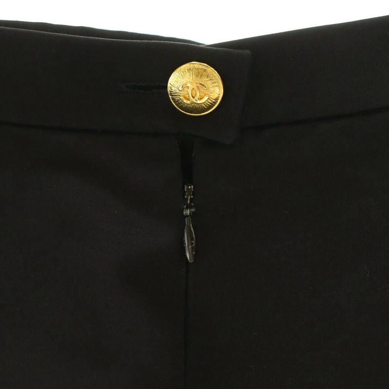 Chanel Tight Skirt Knee Length CC Logo 38 Black SS